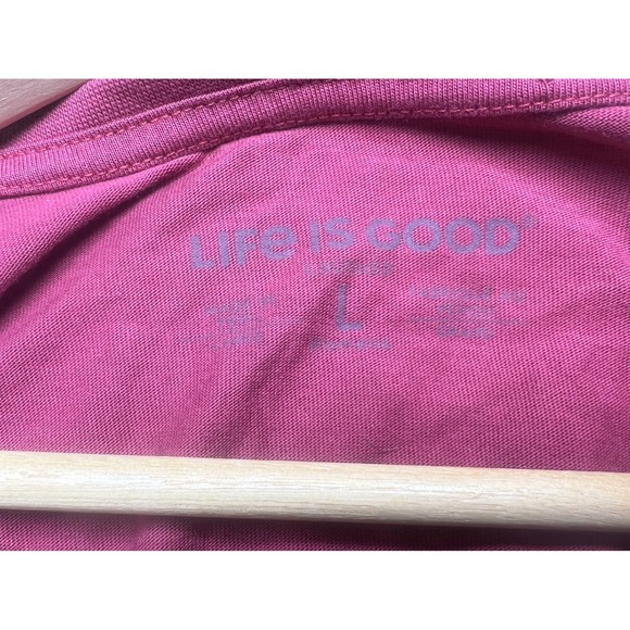 Life Is Good Long Sleeve V Neck T Shirt Cat Christmas Lights Jolly Enough Size L - Picture 3 of 8